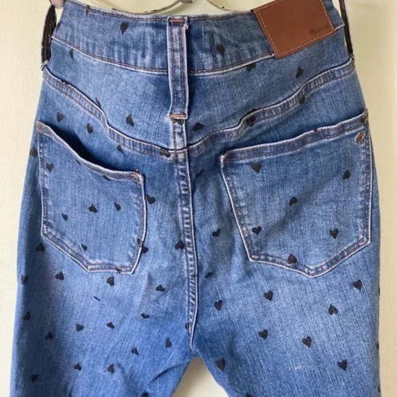 Madewell Denim - 10" High-Rise Skinny Crop Jeans: Heart Print Edition - Size 27